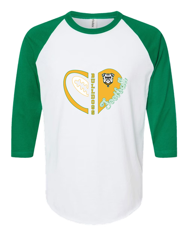 Suwannee Bulldogs Heart Football Women's Baseball T-Shirt