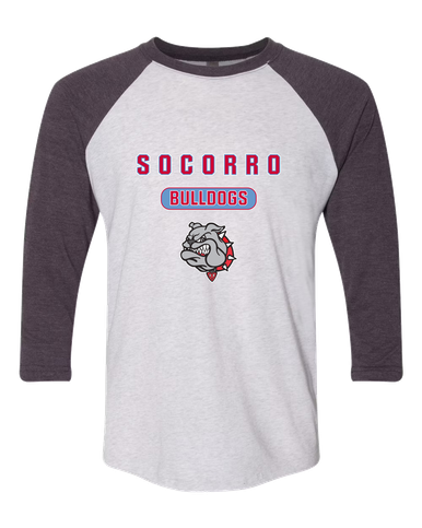 Socorro Bulldogs Mascot #3 Women's Baseball T-Shirt