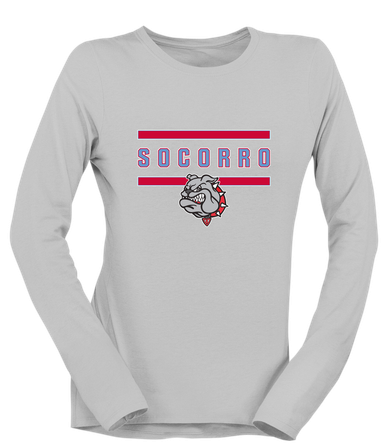 Socorro Bulldogs Mascot #4 Women's LS T-Shirt