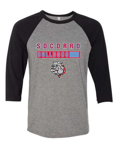 Socorro Bulldogs Mascot #7 Women's Baseball T-Shirt