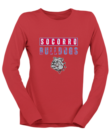 Socorro Bulldogs Mascot #9 Women's LS T-Shirt