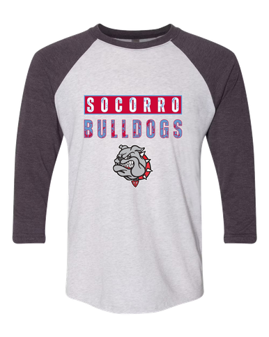Socorro Bulldogs Mascot #9 Women's Baseball T-Shirt