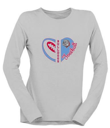 Socorro Bulldogs Heart Football Women's LS T-Shirt