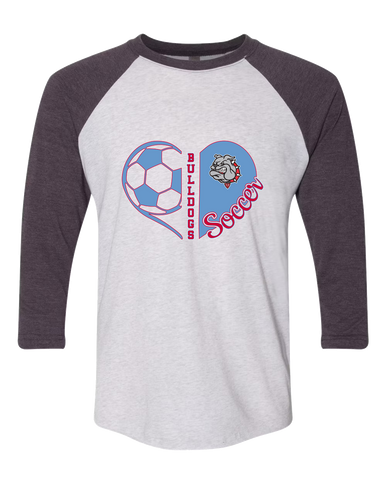 Socorro Bulldogs Heart Soccer Women's Baseball T-Shirt