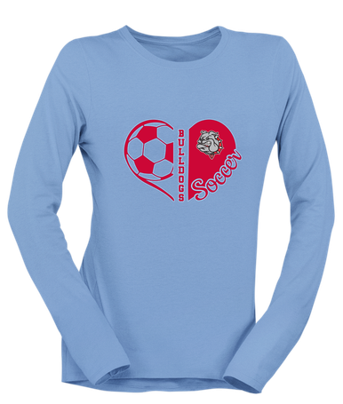 Socorro Bulldogs Heart Soccer Women's LS T-Shirt