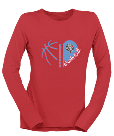 Socorro Bulldogs Heart Basketball Women's LS T-Shirt