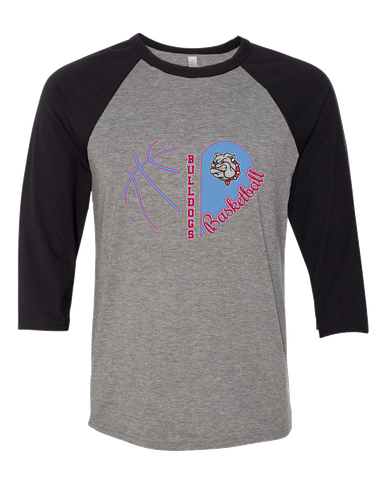 Socorro Bulldogs Heart Basketball Women's Baseball T-Shirt