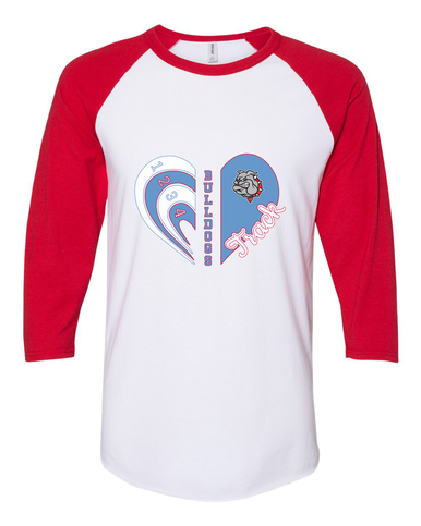 Socorro Bulldogs Heart Track Women's Baseball T-Shirt