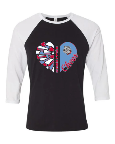 Socorro Bulldogs Heart Cheer Women's Baseball T-Shirt