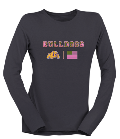 McAllen Bulldogs Pink Camo Flag Women's Premium LS T-Shirt