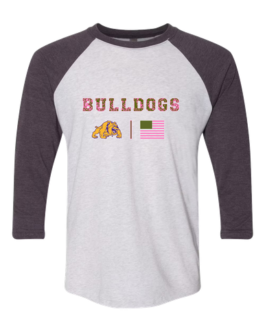 McAllen Bulldogs Pink Camo Flag Women's Baseball T-Shirt