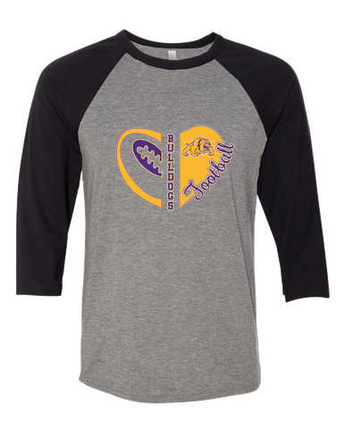 McAllen Bulldogs Heart Football Women's Baseball T-Shirt