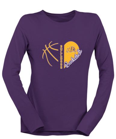 McAllen Bulldogs Heart Basketball Women's LS T-Shirt
