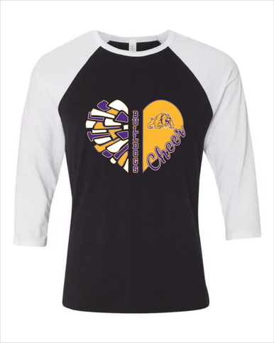 McAllen Bulldogs Heart Cheer Women's Baseball T-Shirt