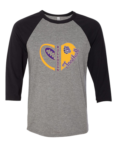 New Haven Bulldogs Heart Football Women's Baseball T-Shirt