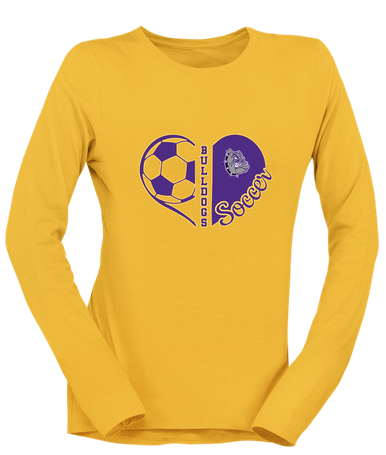 New Haven Bulldogs Heart Soccer Women's LS T-Shirt