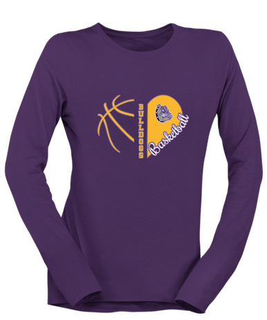 New Haven Bulldogs Heart Basketball Women's LS T-Shirt