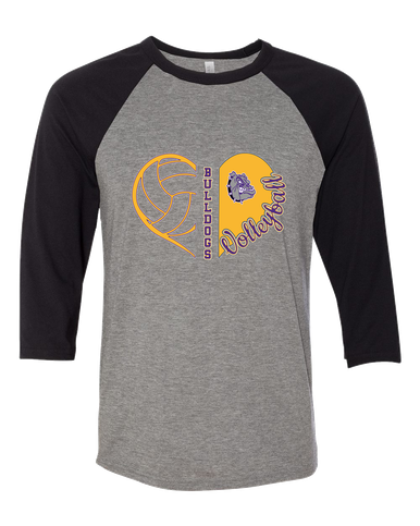 New Haven Bulldogs Heart Volleyball Women's Baseball T-Shirt