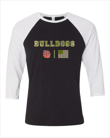 Yonkers Bulldogs Camo Flag Women's Baseball T-Shirt
