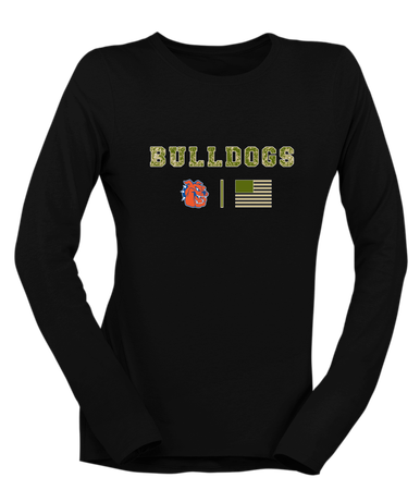 Yonkers Bulldogs Camo Flag Women's LS T-Shirt