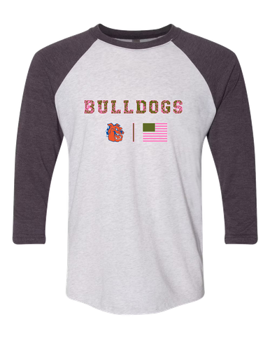Yonkers Bulldogs Pink Camo Flag Women's Baseball T-Shirt