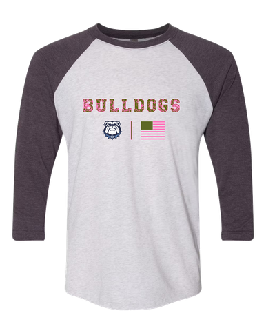 Stone Bridge Bulldogs Pink Camo Flag Women's Baseball T-Shirt