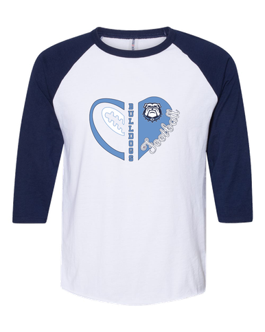 Stone Bridge Bulldogs Heart Football Women's Baseball T-Shirt