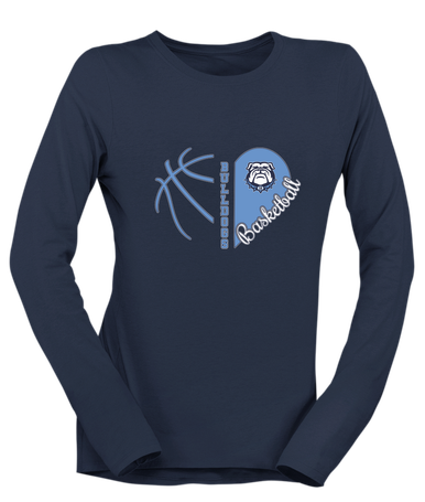 Stone Bridge Bulldogs Heart Basketball Women's LS T-Shirt