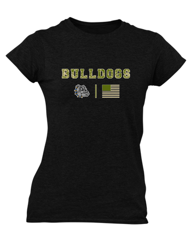 North Platte Bulldogs Camo Flag Women's SS T-Shirt