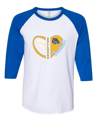 North Platte Bulldogs Heart Football Women's Baseball T-Shirt