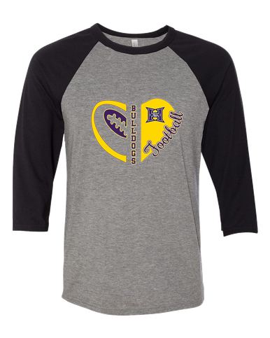 Hermiston Bulldogs Heart Football Women's Baseball T-Shirt