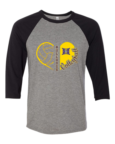 Hermiston Bulldogs Heart Volleyball Women's Baseball T-Shirt