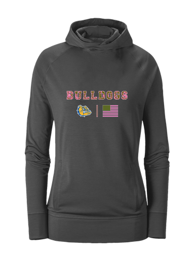 Natchez Bulldogs Pink Camo Flag Women's Hoodie