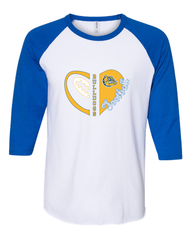 Natchez Bulldogs Heart Football Women's Baseball T-Shirt