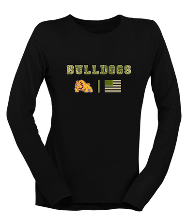 Big Spring Bulldogs Camo Flag Women's LS T-Shirt