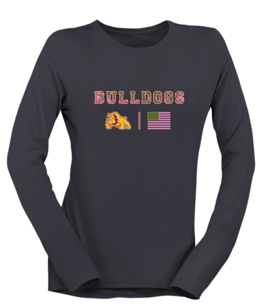 Big Spring Bulldogs Pink Camo Flag Women's Premium LS T-Shirt