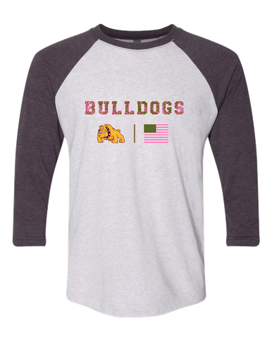 Big Spring Bulldogs Pink Camo Flag Women's Baseball T-Shirt