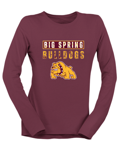 Big Spring Bulldogs Mascot #9 Women's LS T-Shirt