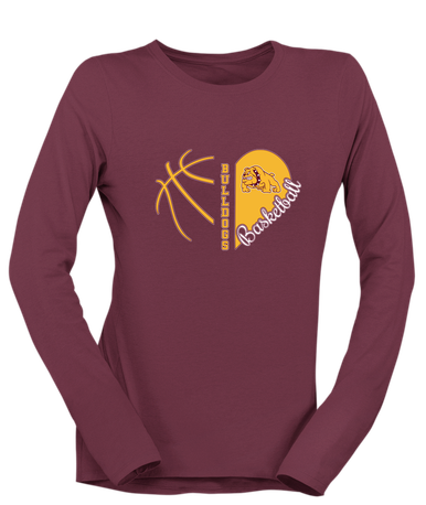 Big Spring Bulldogs Heart Basketball Women's LS T-Shirt