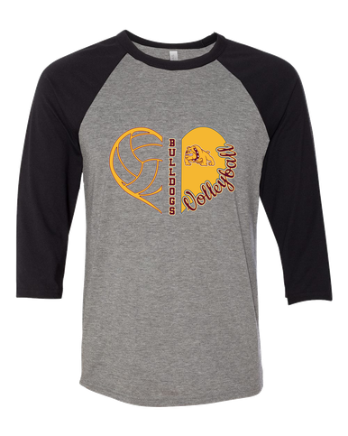 Big Spring Bulldogs Heart Volleyball Women's Baseball T-Shirt