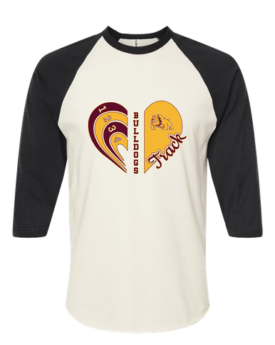 Big Spring Bulldogs Heart Track Women's Baseball T-Shirt