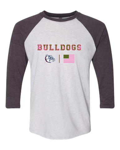Sierra Linda Bulldogs Pink Camo Flag Women's Baseball T-Shirt