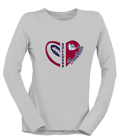 Sierra Linda Bulldogs Heart Football Women's LS T-Shirt