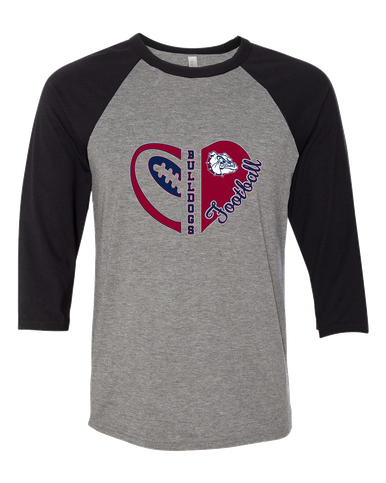 Sierra Linda Bulldogs Heart Football Women's Baseball T-Shirt