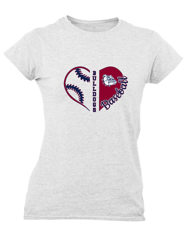 Sierra Linda Bulldogs Heart Baseball Women's Premium SS T-Shirt