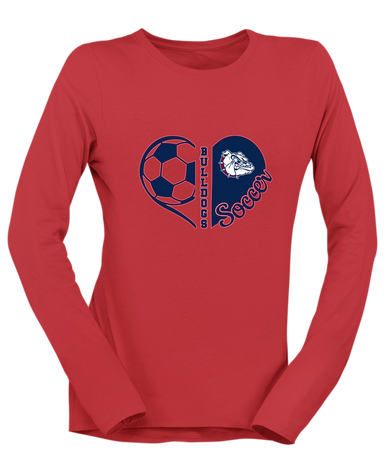 Sierra Linda Bulldogs Heart Soccer Women's LS T-Shirt