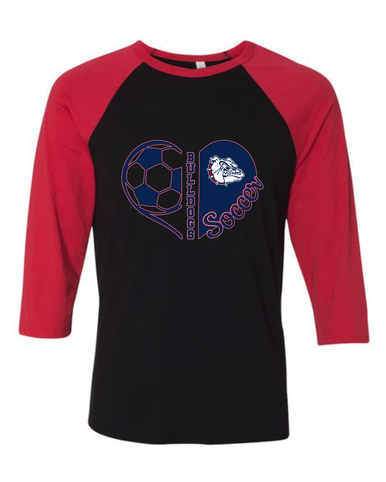 Sierra Linda Bulldogs Heart Soccer Women's Baseball T-Shirt