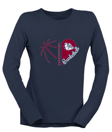 Sierra Linda Bulldogs Heart Basketball Women's LS T-Shirt