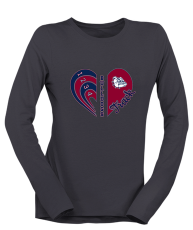 Sierra Linda Bulldogs Heart Track Women's LS T-Shirt