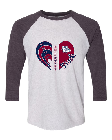 Sierra Linda Bulldogs Heart Track Women's Baseball T-Shirt